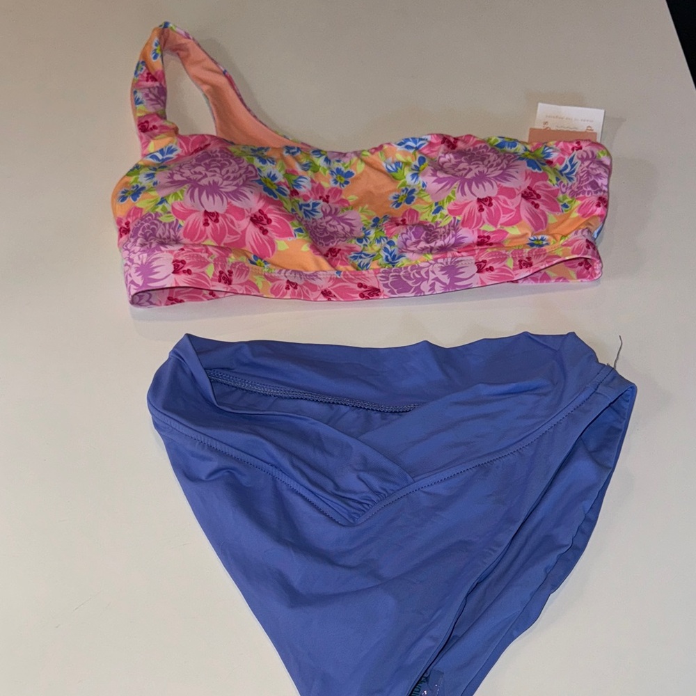Crest Floral Bikini Set with Pink and Blue